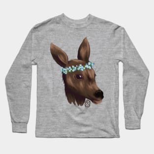 Deer n' a Forget Me Not Crown Long Sleeve T-Shirt